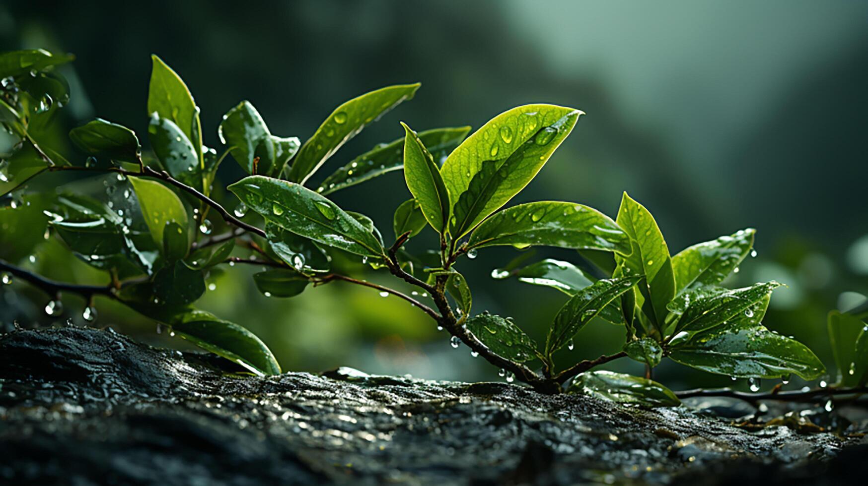 ai gerado uma plantar com água gotas em isto foto