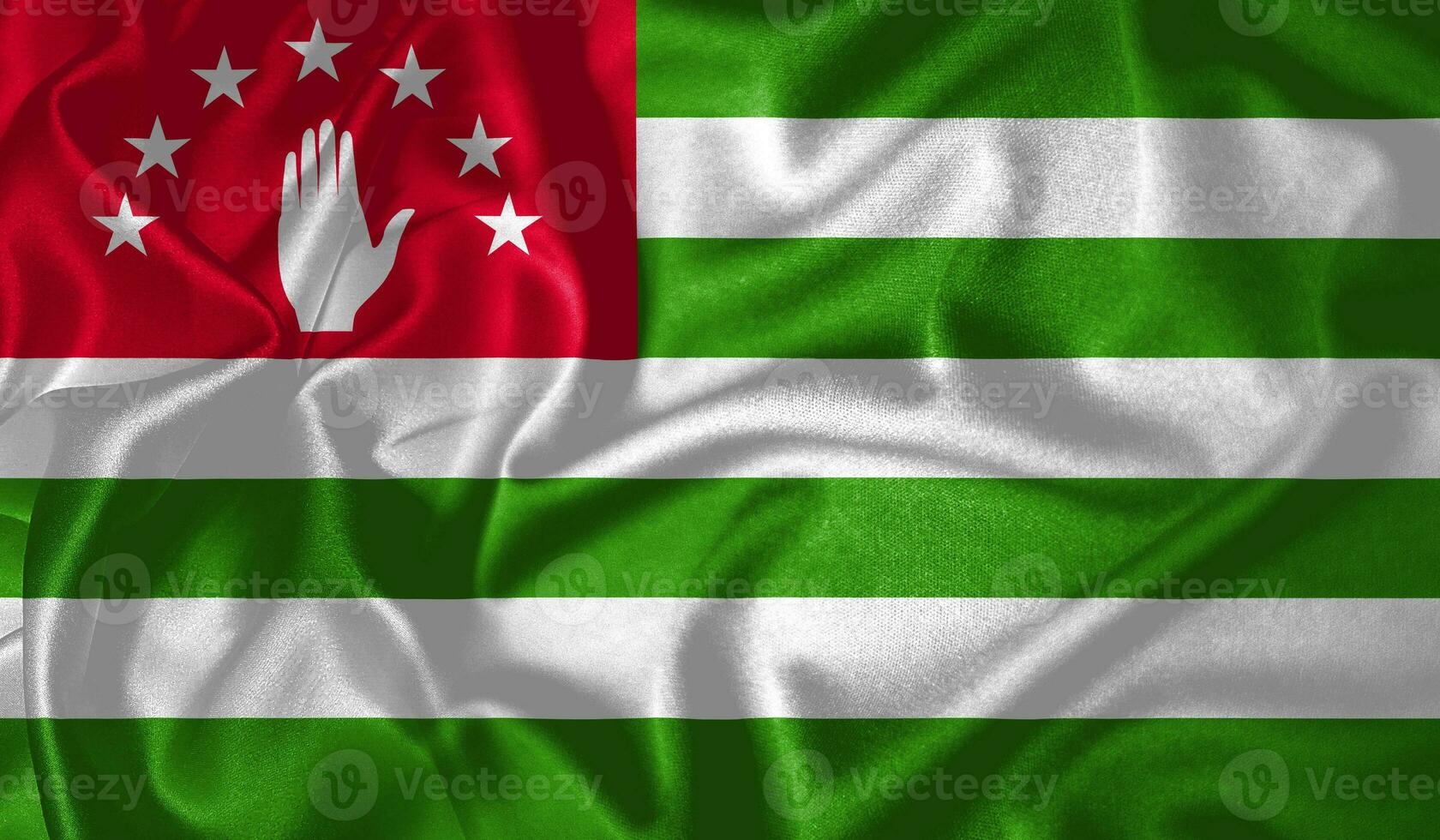 abkhazia bandeira acenando tremulando dentro a vento com realista textura tecido seda cetim fundo foto