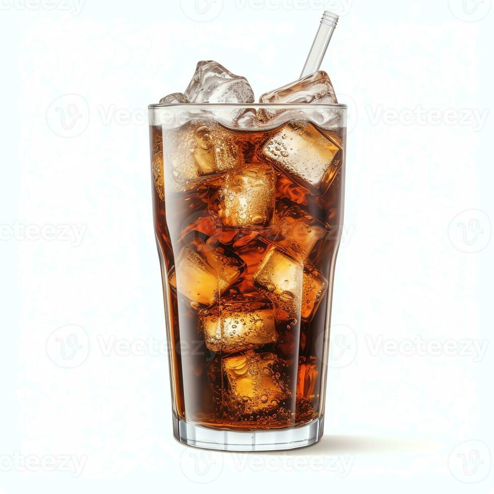 ai gerado vidro do Cola com gelo real foto fotorrealista