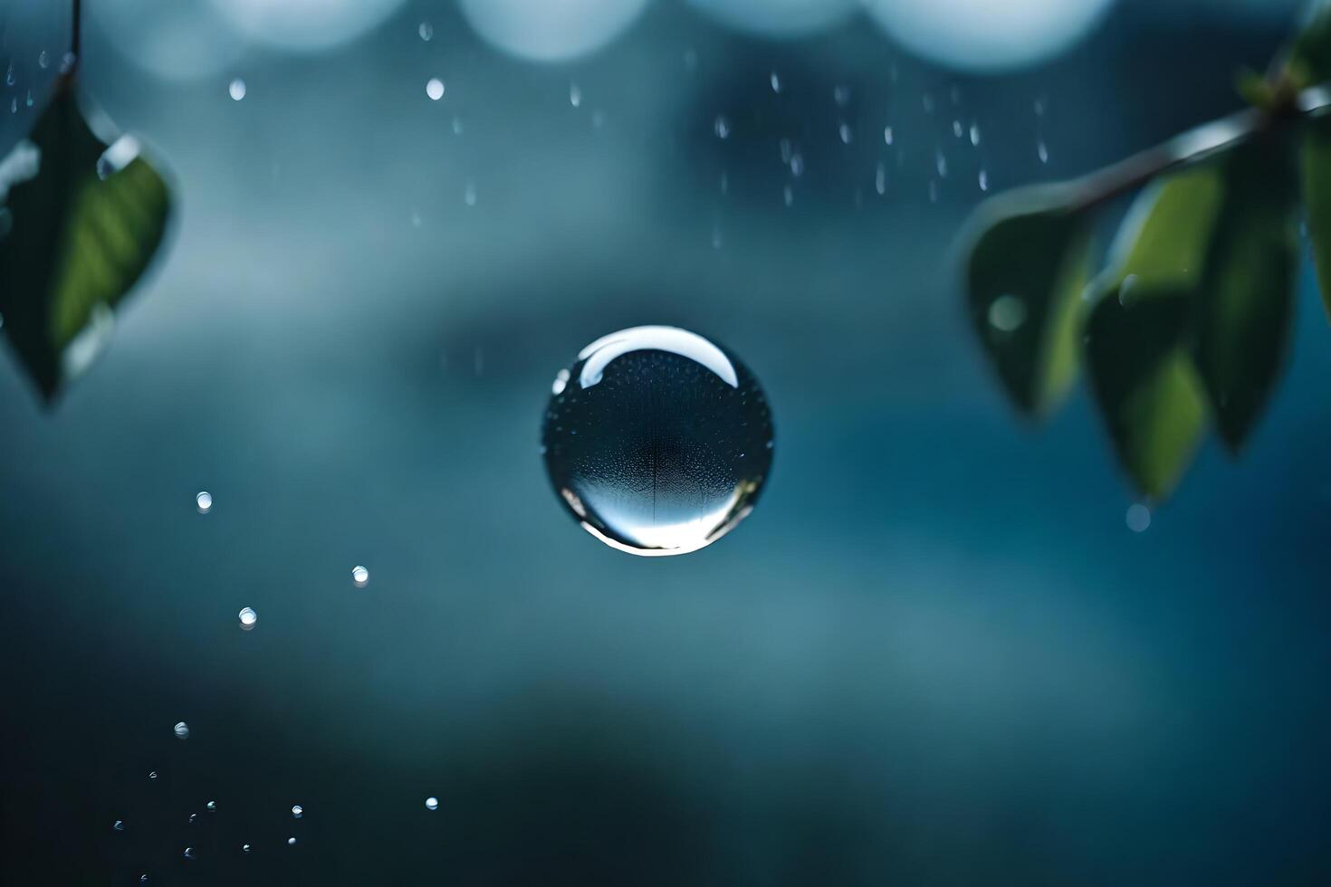 ai gerado uma solta do água é visto dentro a chuva foto