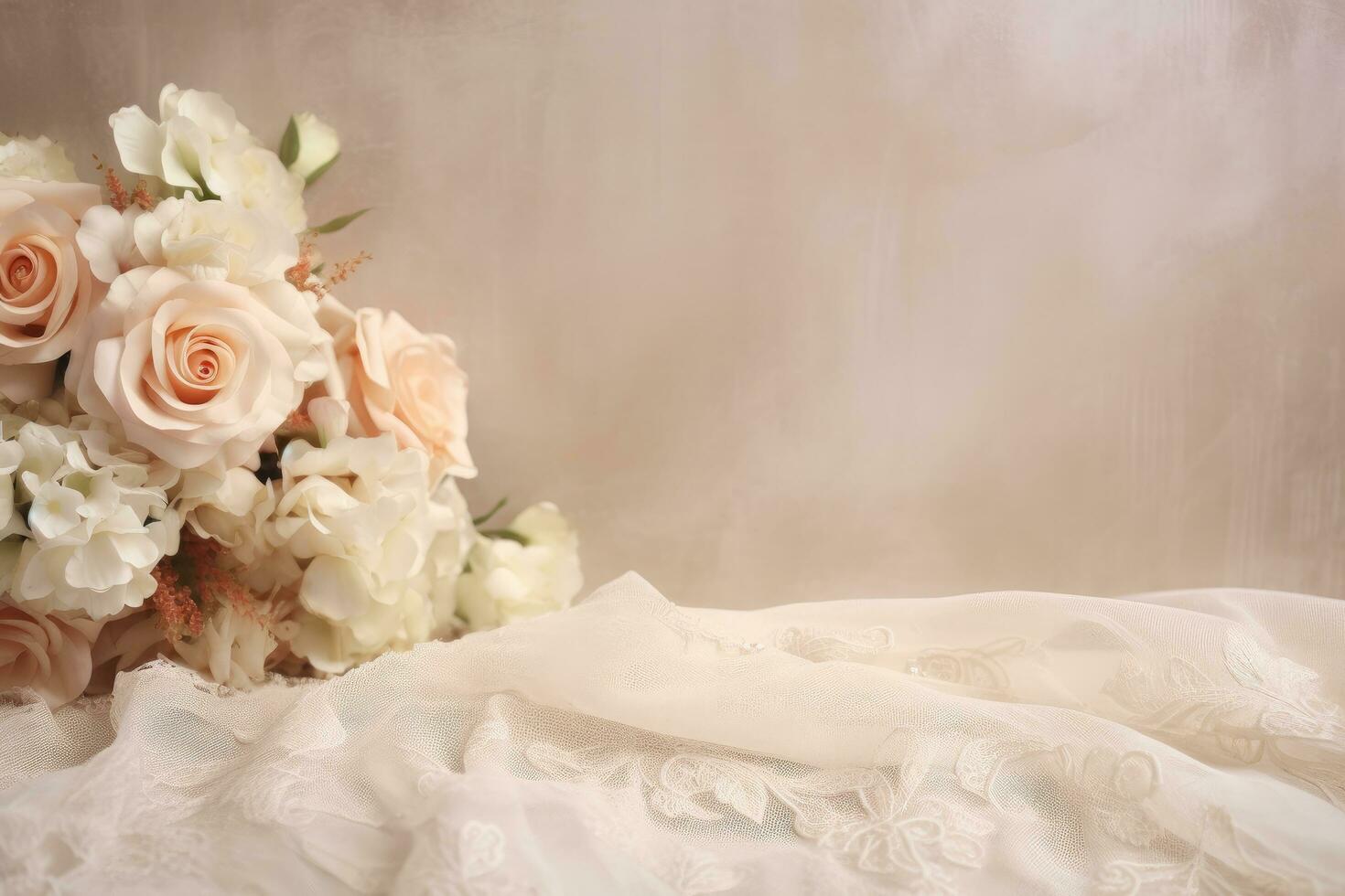 ai gerado romântico Casamento fundo com espaço para votos, flores, e Eterno amor foto