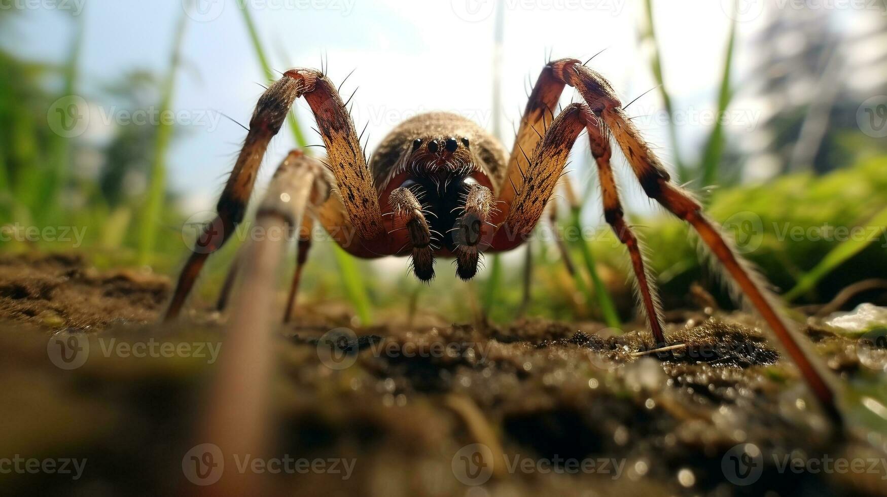 ai gerado foto do transmissão em rede aranha em uma chão. generativo ai