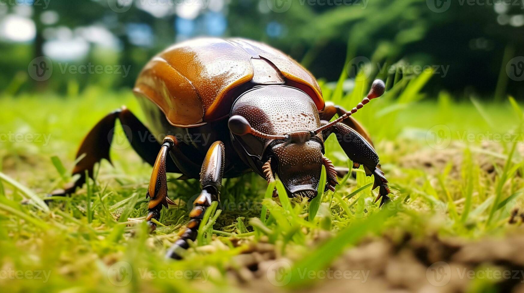 ai gerado foto do Hércules besouro em uma chão. generativo ai