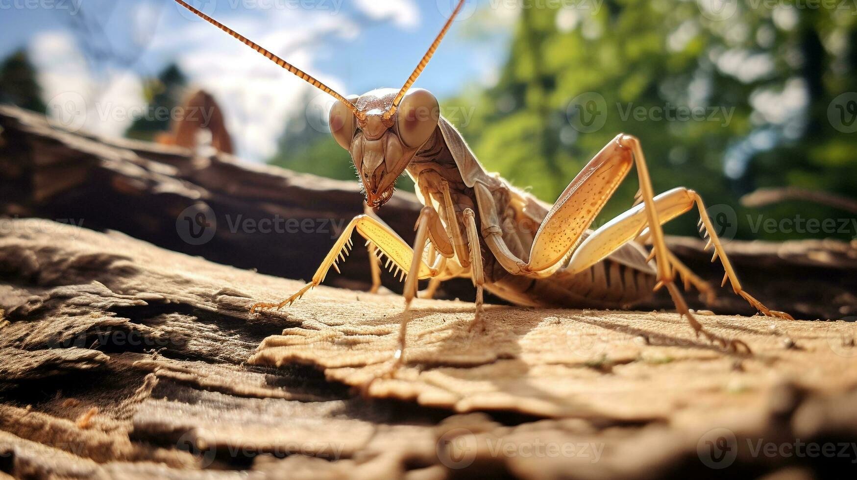 ai gerado foto do latido louva a Deus em uma chão. generativo ai