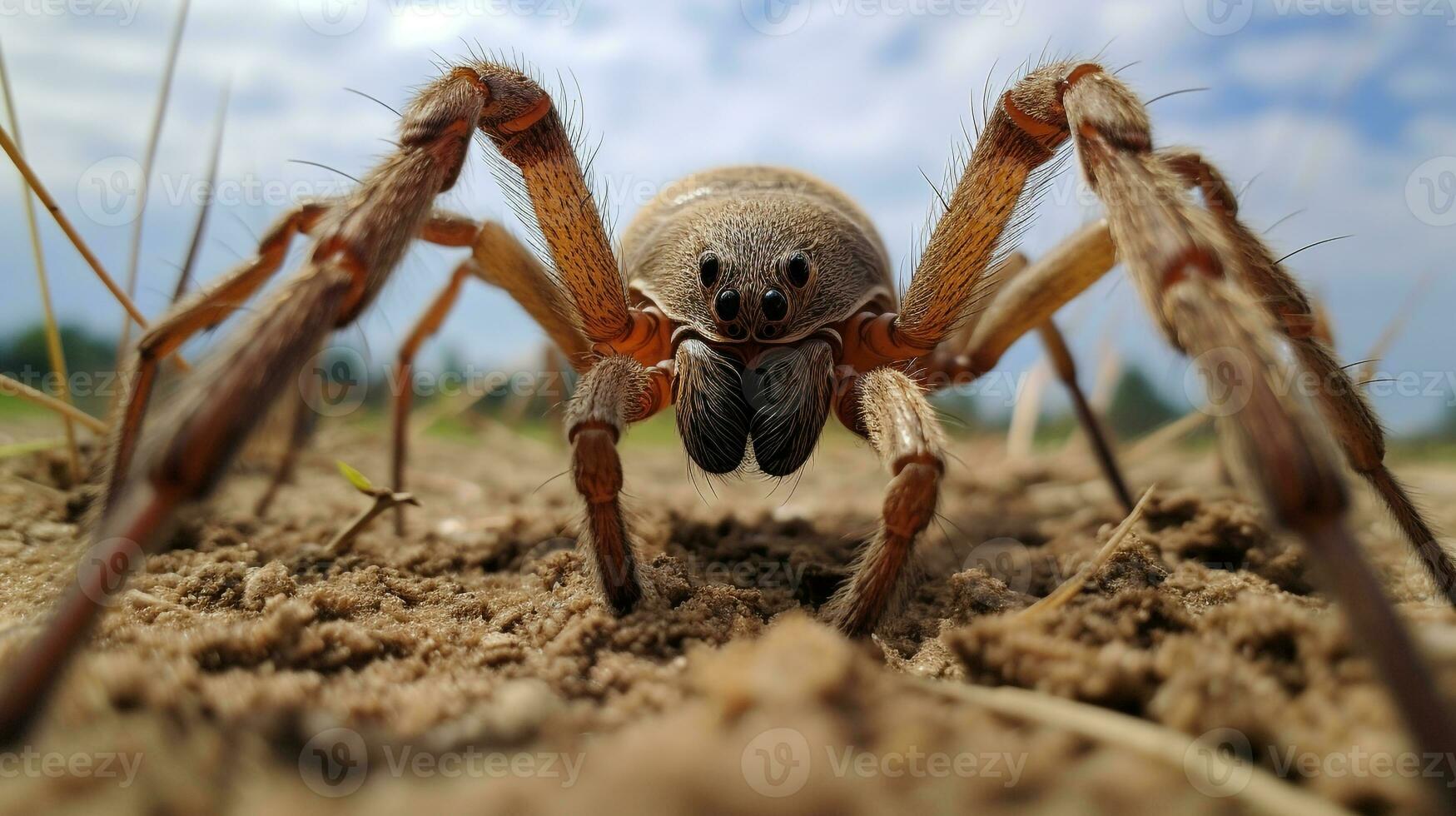 ai gerado foto do Castanho recluso aranha em uma chão. generativo ai