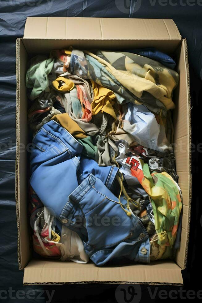 ai gerado caixa do roupas para reciclando. velozes moda conceito. ai gerado. foto