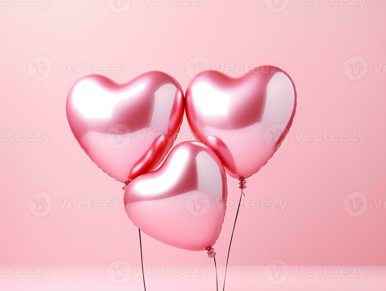 ai gerado ar balões do coração em forma frustrar em pastel Rosa fundo foto