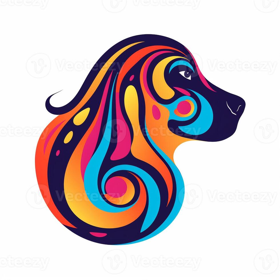 ai gerado psicodélico arte logotipo do uma cachorro. generativo ai foto