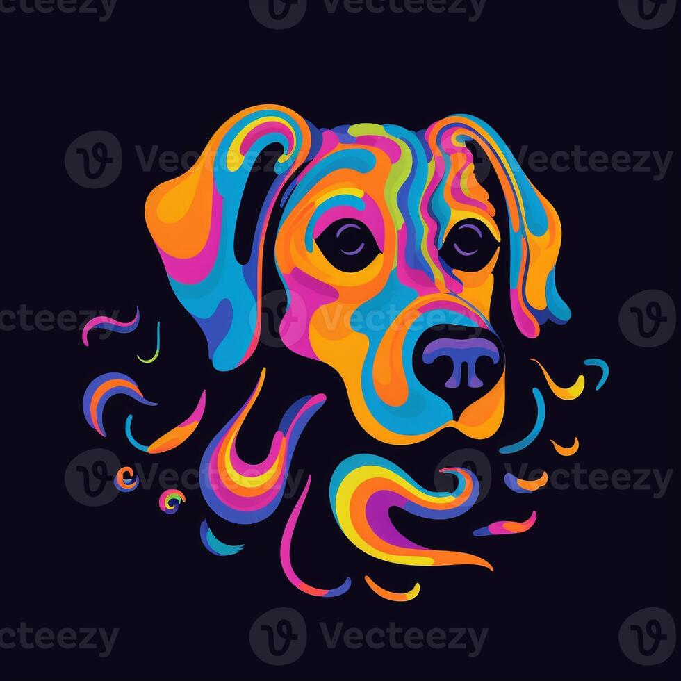 ai gerado psicodélico arte logotipo do uma cachorro. generativo ai foto