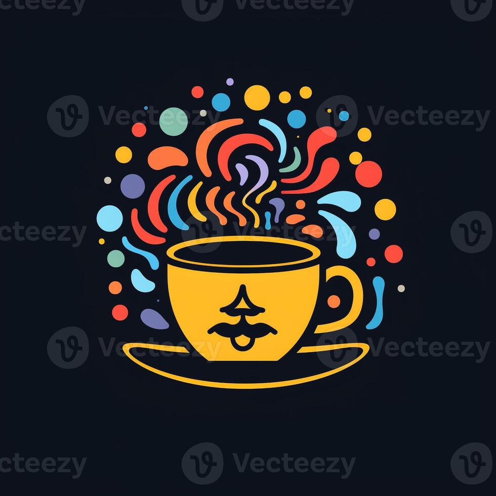 ai gerado psicodélico arte logotipo do uma xícara de café. generativo ai foto