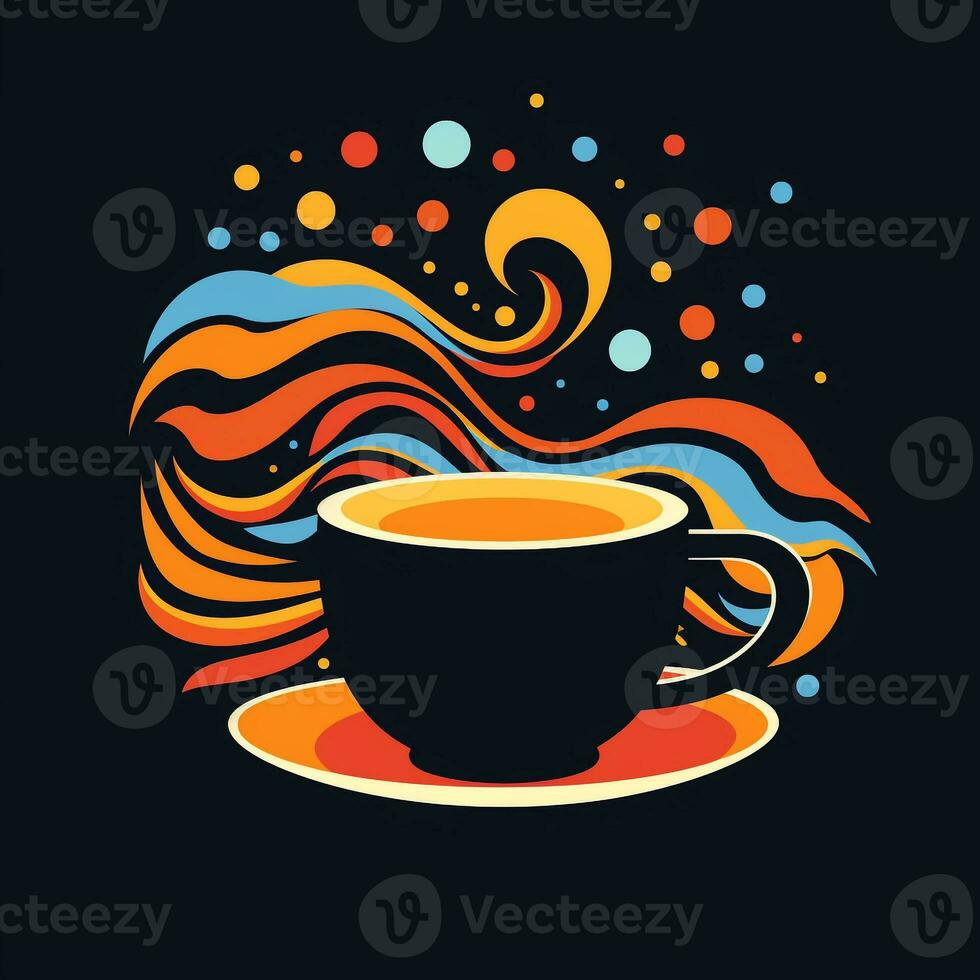 ai gerado psicodélico arte logotipo do uma xícara de café. generativo ai foto