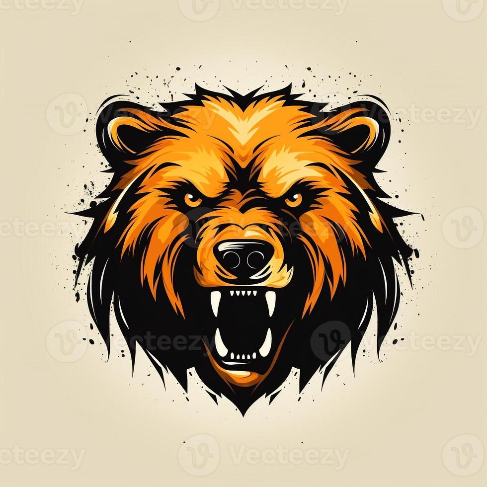 ai gerado grunge Urso cabeça logotipo. generativo ai foto