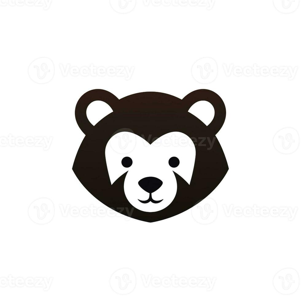 ai gerado fofa Urso cabeça logotipo. generativo ai foto