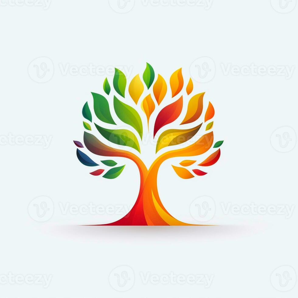 ai gerado uma vibrante logotipo do uma árvore. generativo ai foto