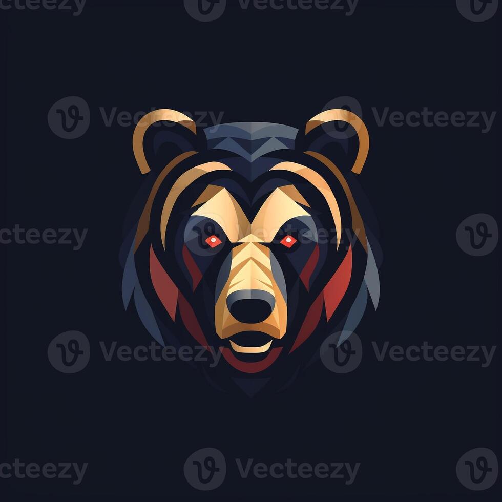 ai gerado uma plano vetor logotipo do uma Urso cabeça. generativo ai foto