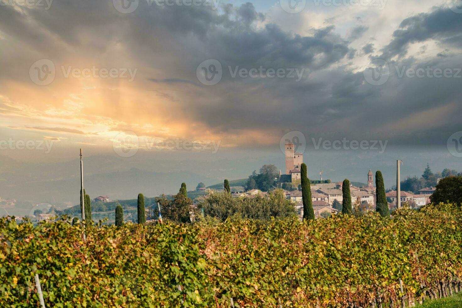 outono paisagens do a piemontês Langhe com a brilhante cores do outono dentro novembro foto