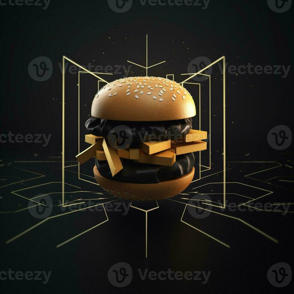 ai gerado 3d logotipo apresentando uma hamburguer com geométrico formas. generativo ai foto