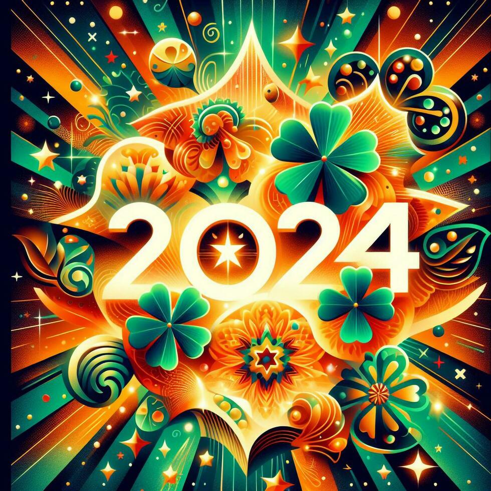 ai gerado feliz Novo ano 2024 abstrato fundo foto