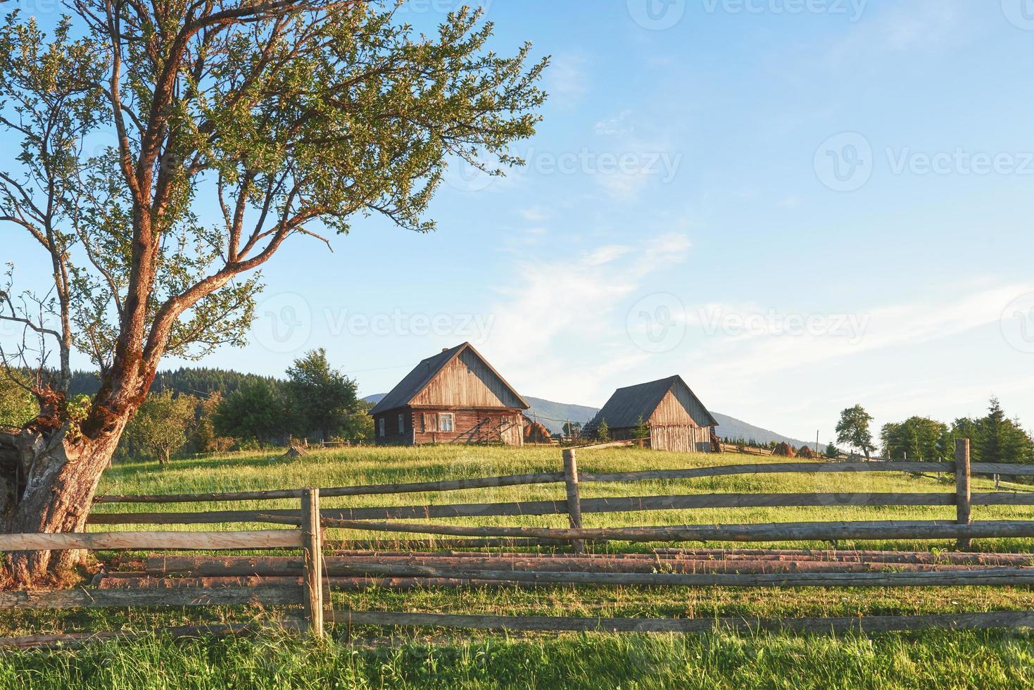 Montanhas carpathian. a foto foi tirada no alto das montanhas dos Cárpatos. lindo céu e grama verde brilhante, transmitem a atmosfera dos Cárpatos. nos Cárpatos, um cenário muito bonito