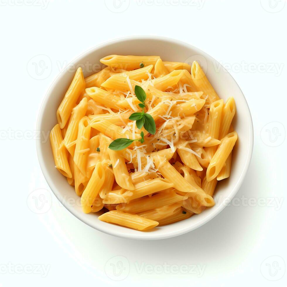 ai gerado Macarrão Penne massa com derretido queijo real foto fotoreal