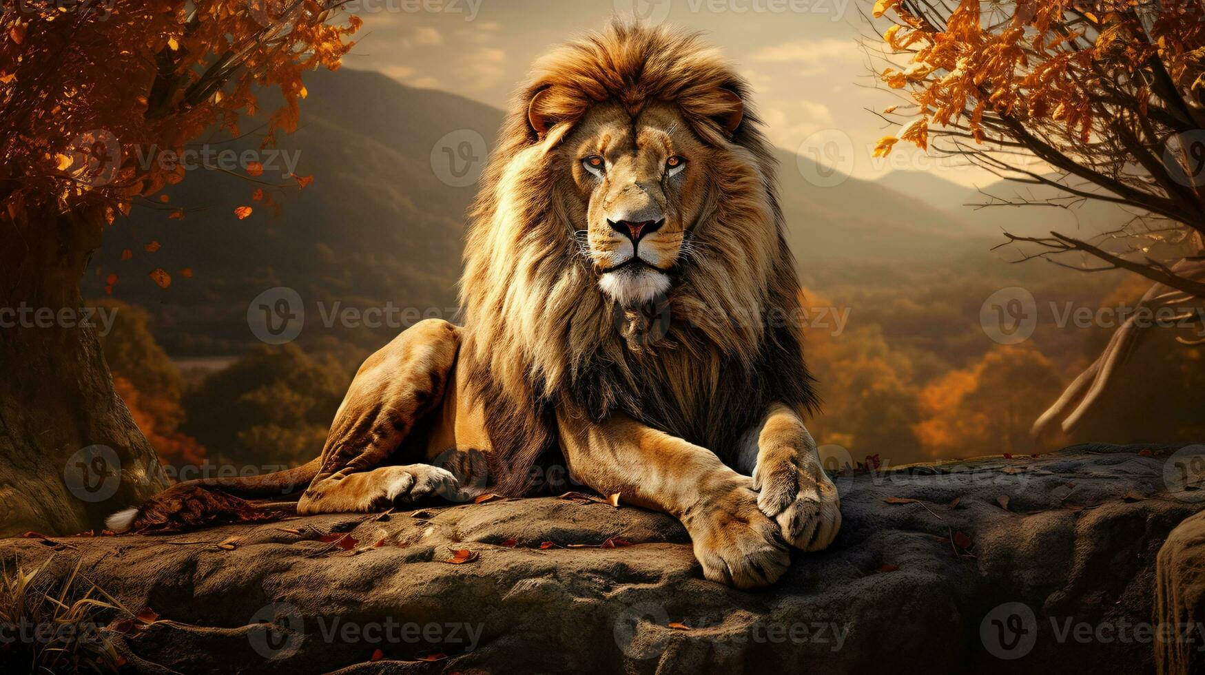 ai gerado Visão do uma selvagem leão foto