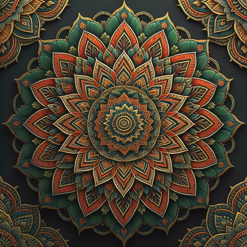 ai gerado mandala. étnico decorativo elementos. mão desenhado fundo. islamismo, árabe, indiano, otomano motivos. generativo ai foto