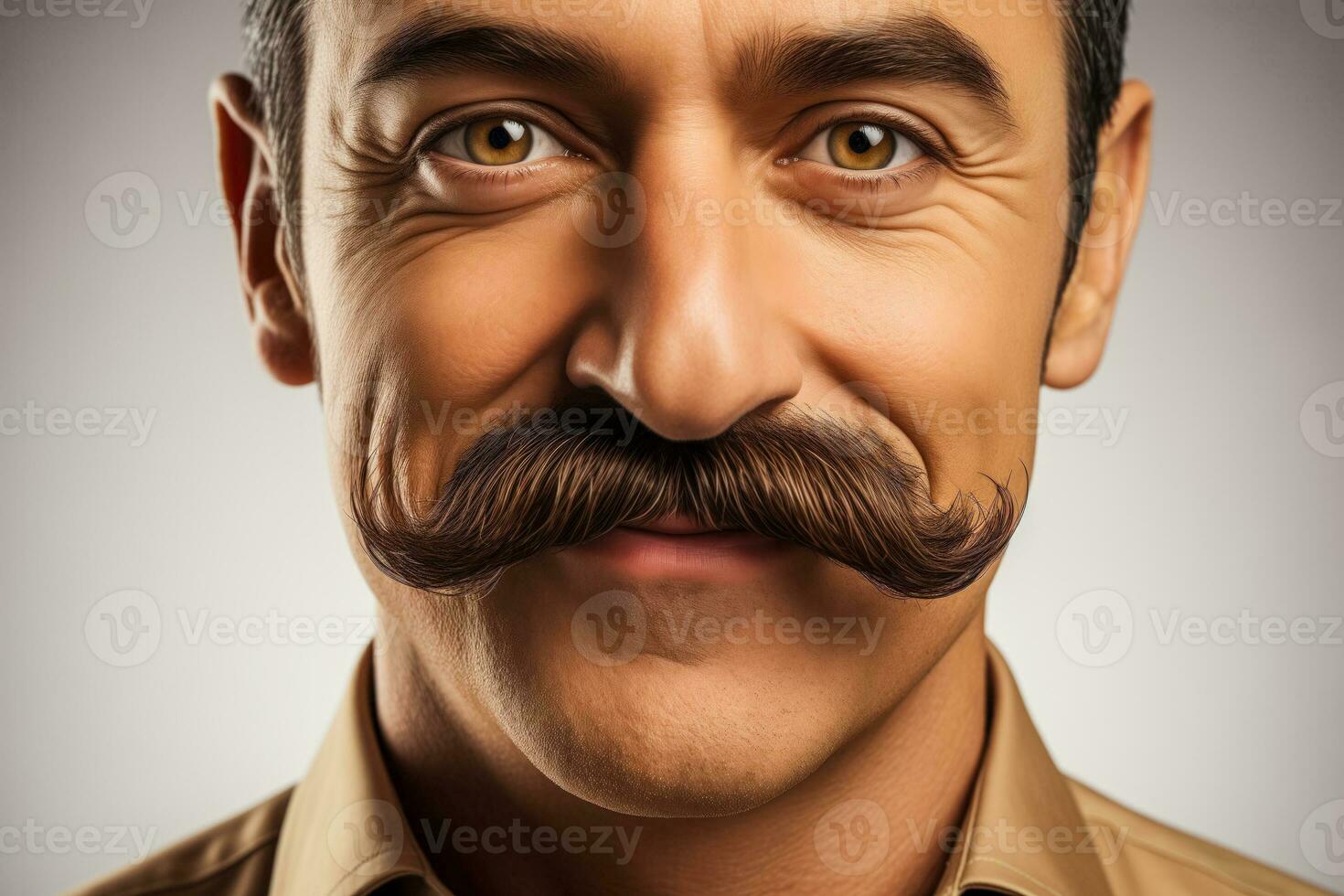 ai gerado uma homem com uma na moda bigode representando movember para masculino saúde, fechar acima isolado em branco fundo foto