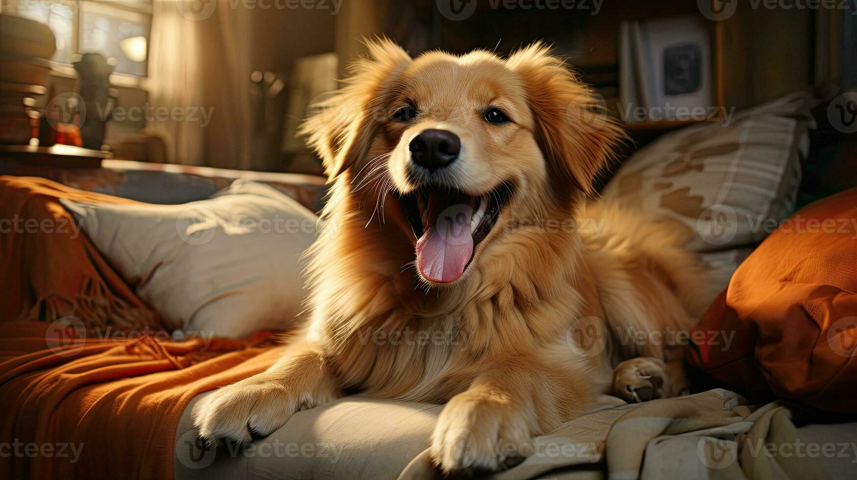 ai gerado dourado retriever cachorro mentiras em repouso dorme ai gerado imagem foto