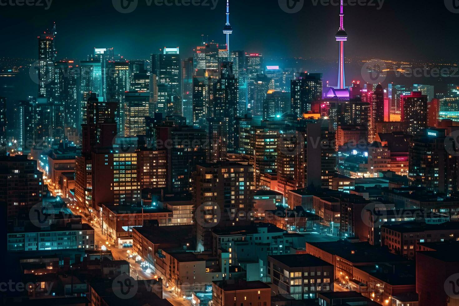 ai gerado moderno cidade às noite. neural rede ai gerado foto