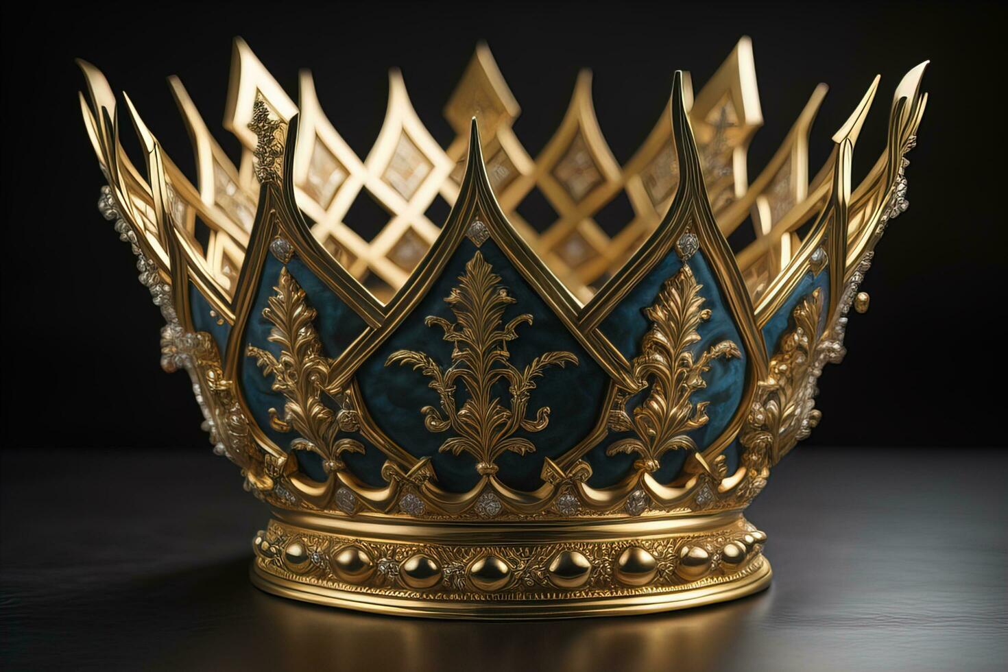 ai gerado baixo chave imagem do lindo dourado rainha, rei coroa. ai generativo foto