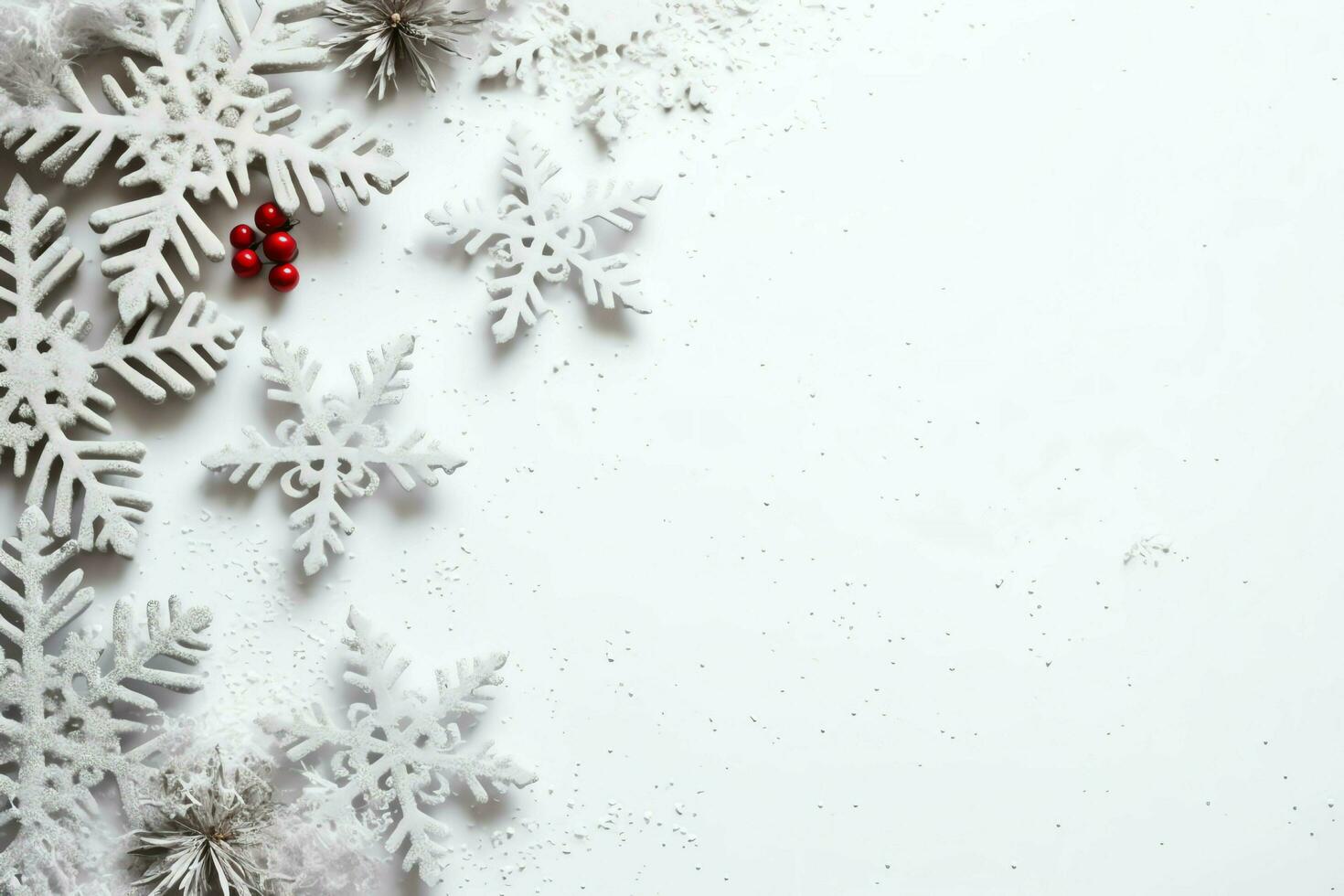 Natal composição com presente caixas, cartão bolas abeto galhos pinho cones com cópia de espaço. Natal de ai gerado foto