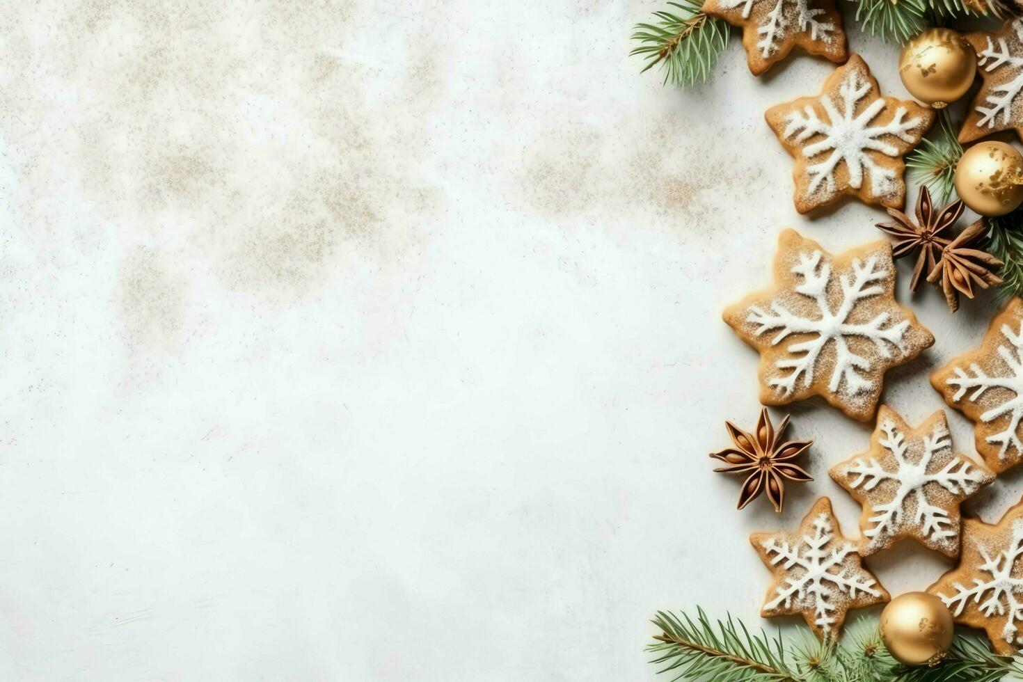 Natal composição com presente caixas, cartão bolas abeto galhos pinho cones com cópia de espaço. Natal de ai gerado foto