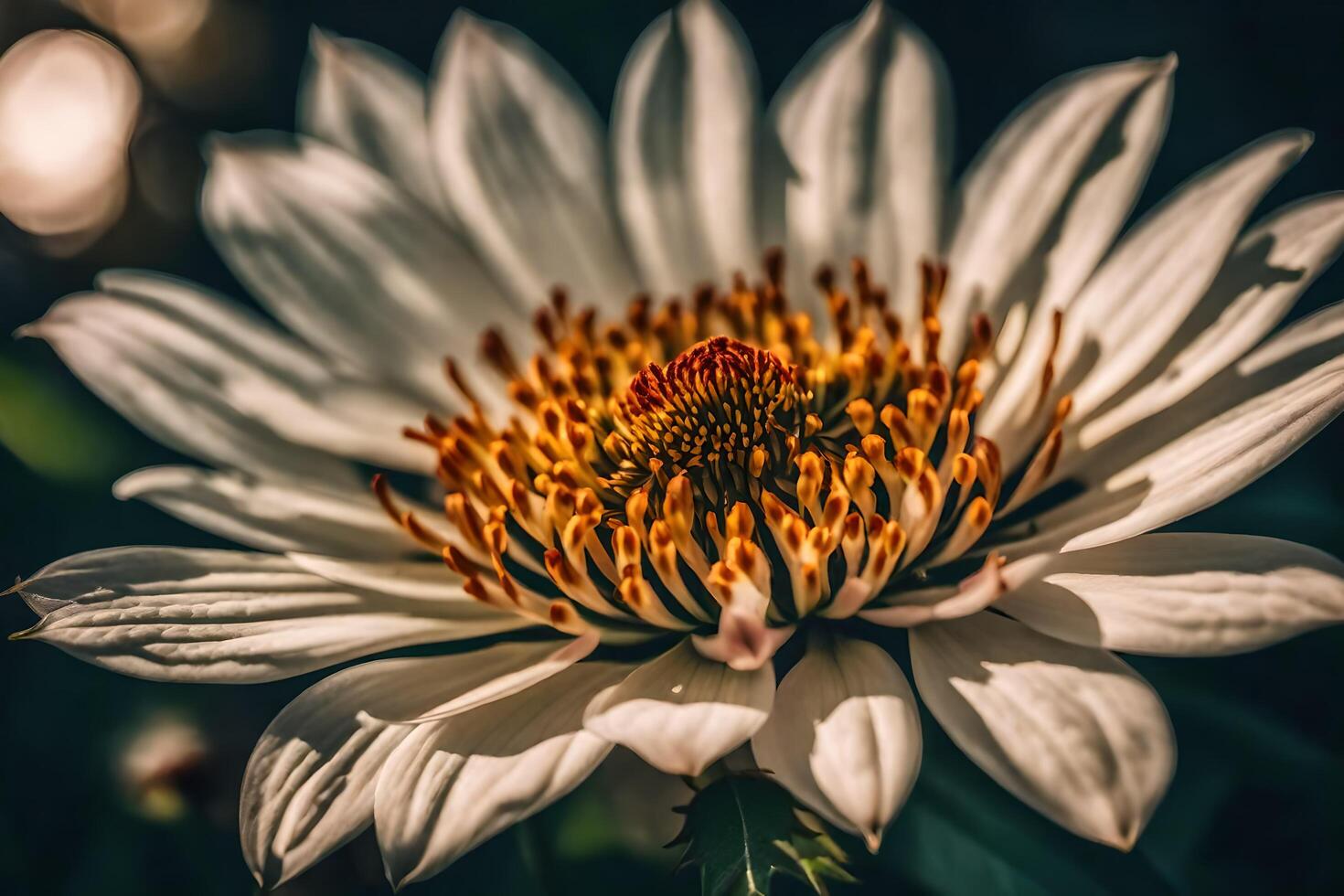 ai gerado uma branco flor com amarelo centros foto