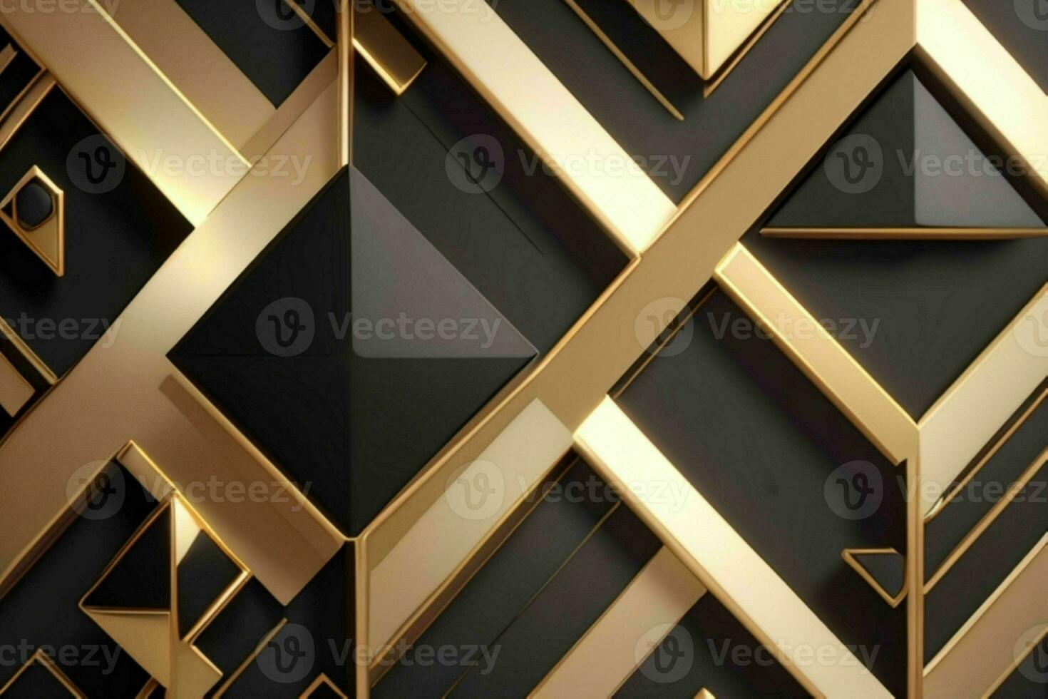 ai gerado 3d Renderização luxo Preto e dourado abstrato fundo. pró foto