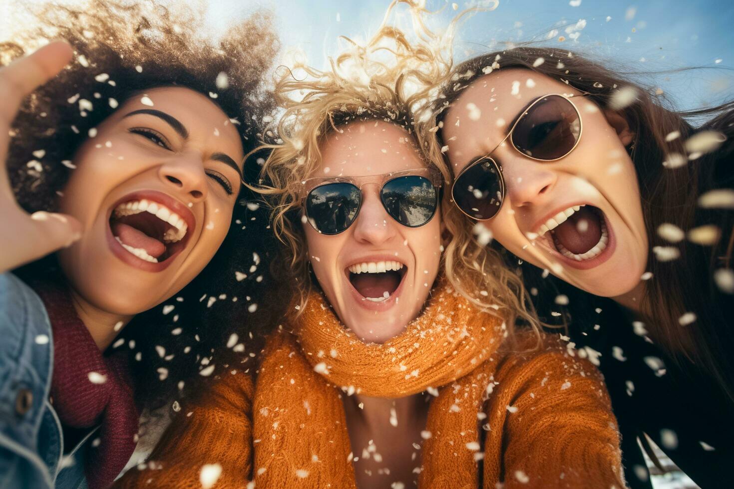 ai gerado grupo do feliz multirracial jovem amigos sorridente e feliz posando para foto. ai gerado foto