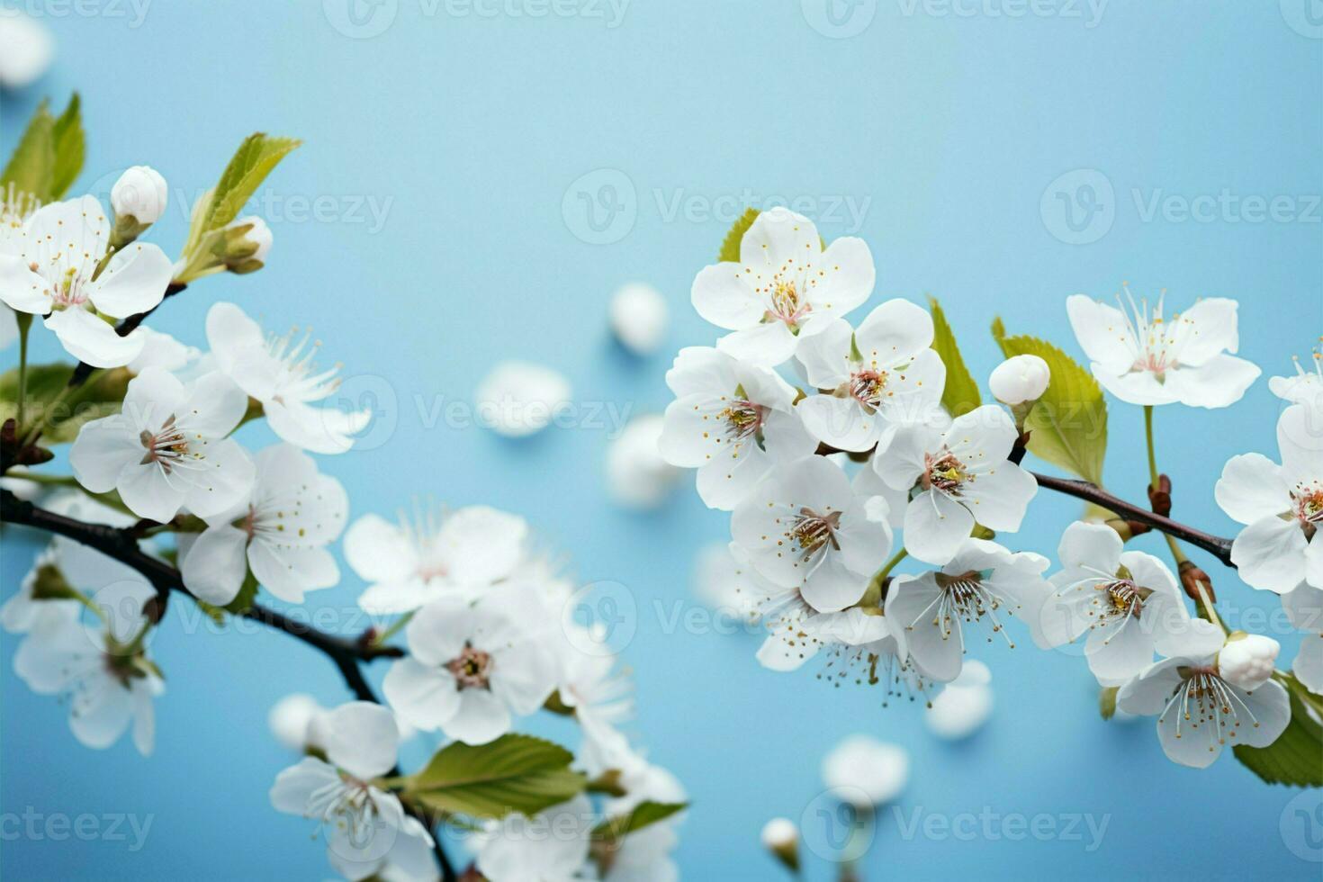 ai gerado Flor beleza branco floração galhos crio uma deslumbrante Primavera fronteira foto