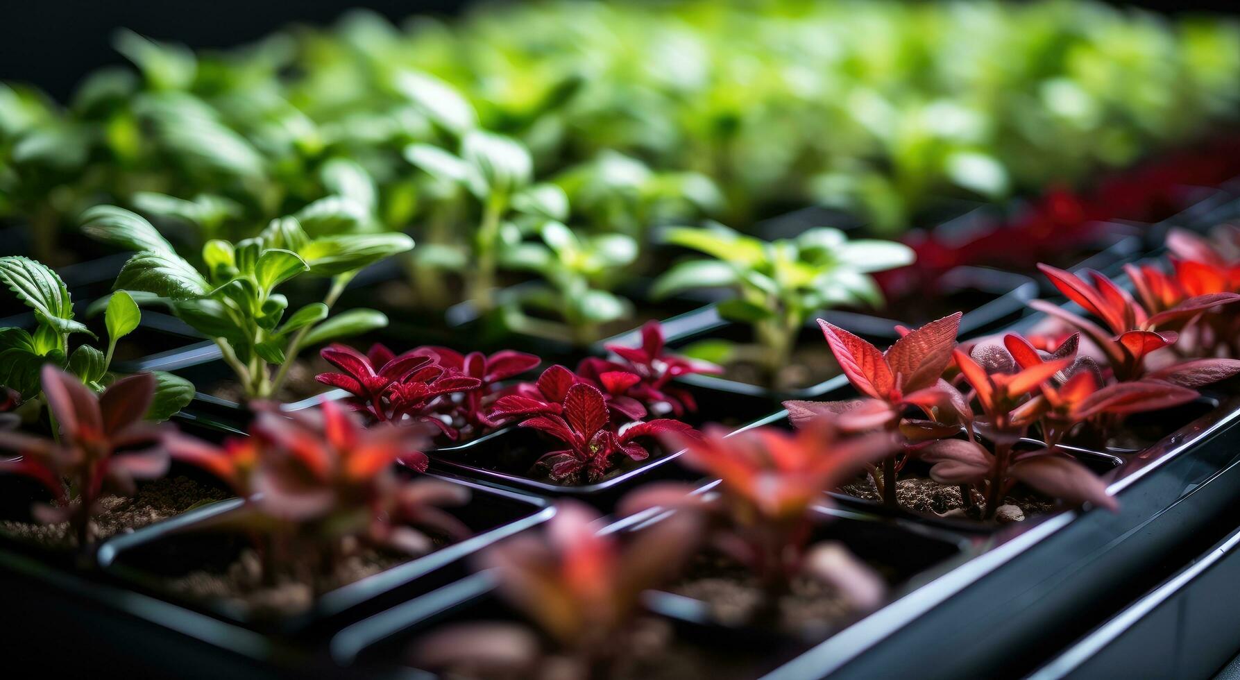 ai gerado uma bandeja contém uma variedade do plantas foto