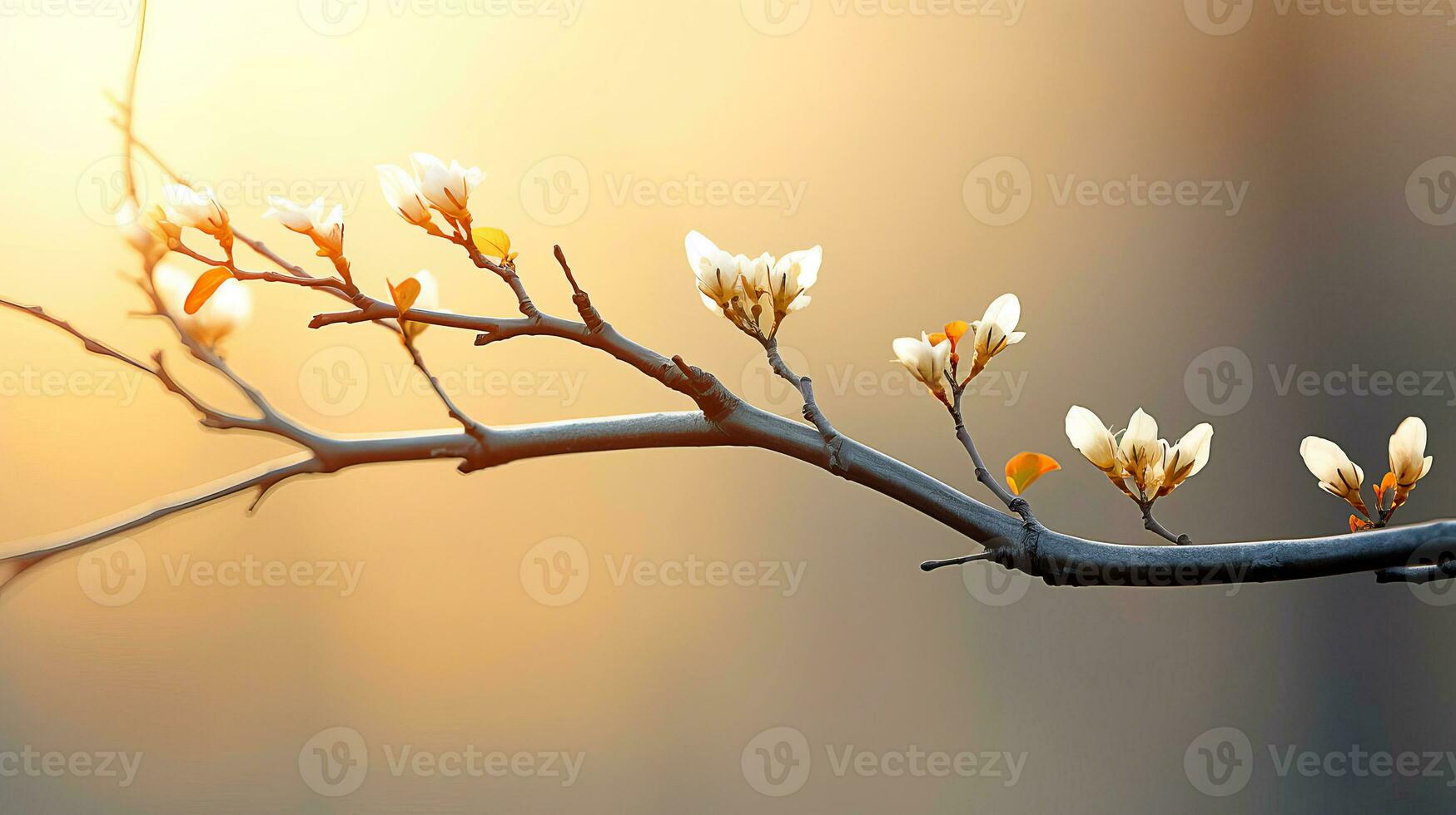 ai gerado uma árvore ramo dentro cedo Primavera com inchado botões, dentro a suave raios do a manhã Sol. ai gerado. foto