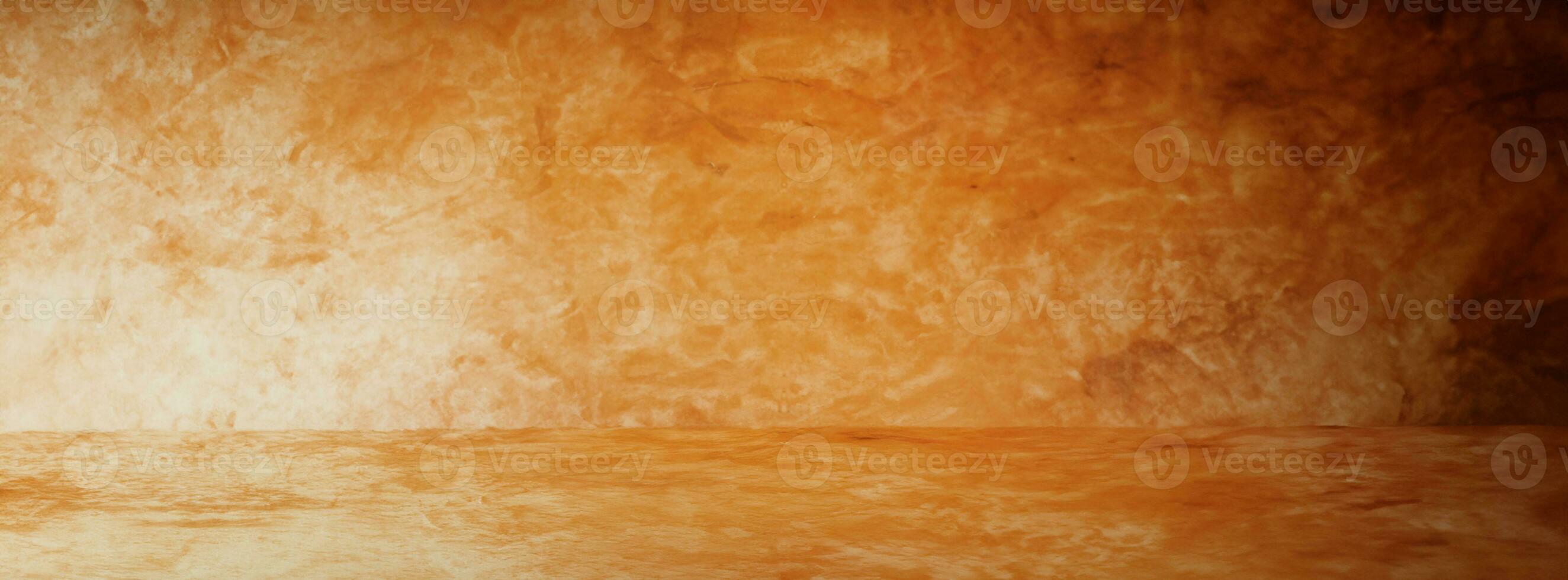 horizontal amarelo e laranja grunge textura cimento ou concreto parede bandeira, em branco estúdio fundo foto