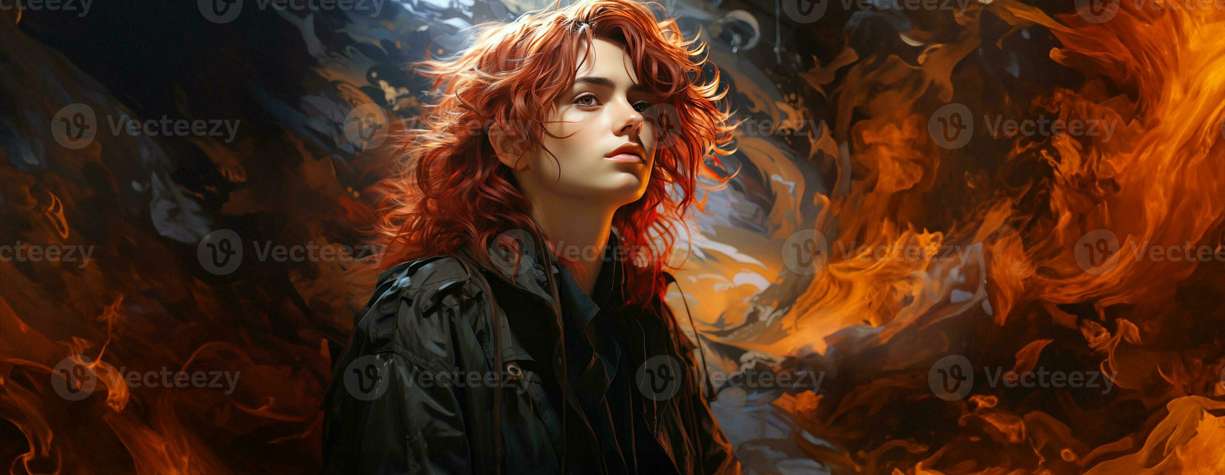 ai gerado lindo jovem ruiva mulher soldado retrato. ai generativo. foto