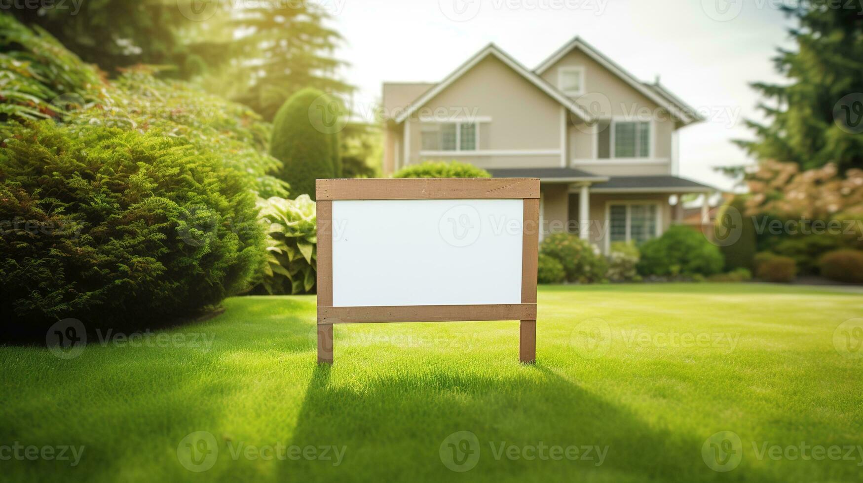 ai gerado generativo ai, real Estado rua placa ou bandeira zombar acima, para venda em branco foto