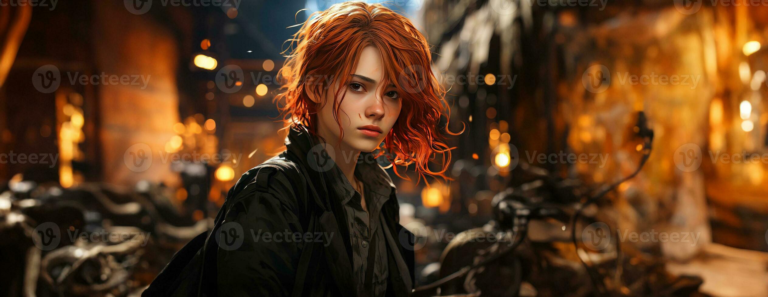 ai gerado lindo jovem ruiva mulher soldado retrato. ai generativo. foto