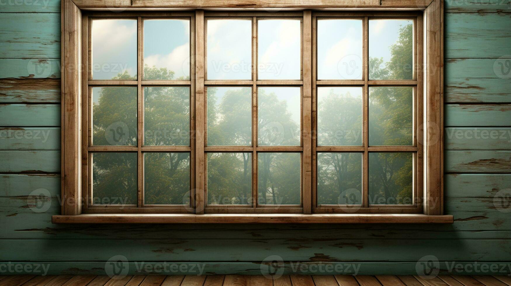ai gerado janela silenciado cores, tons, Sombrio índigo e luz verde estético foto