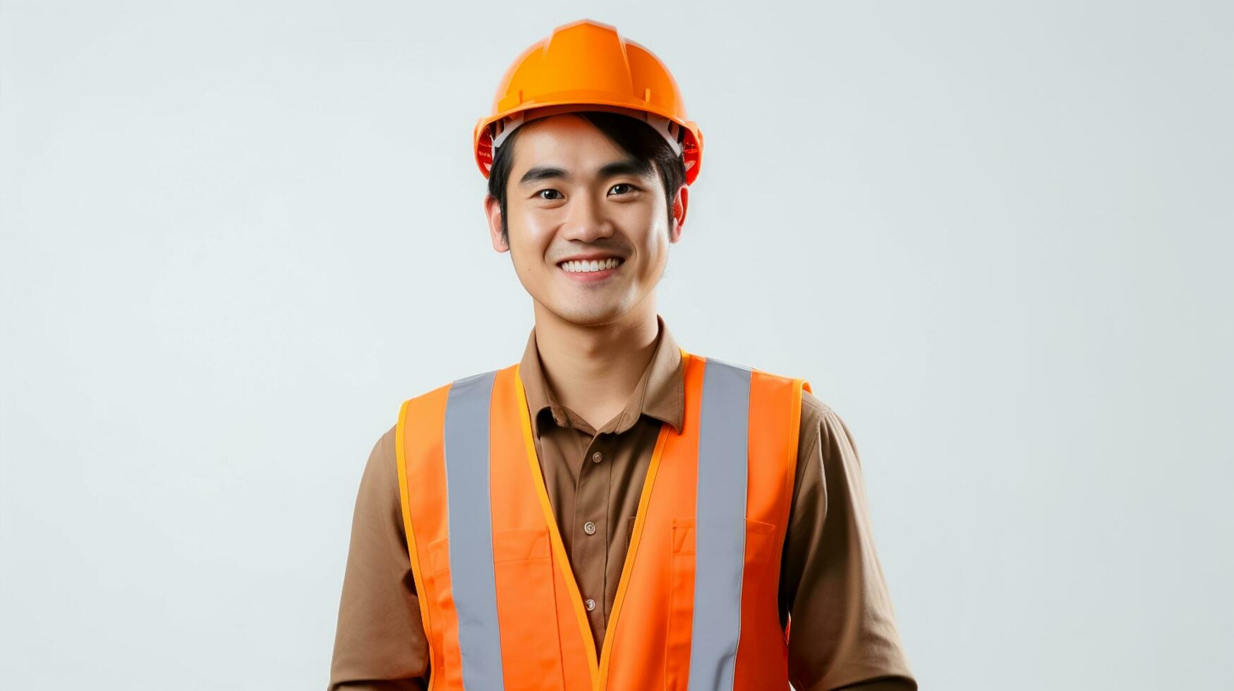 ai gerado construção setor e industrial trabalhadores conceito. construção Gerente dentro uniforme fábrica trabalhador. ai gerado foto