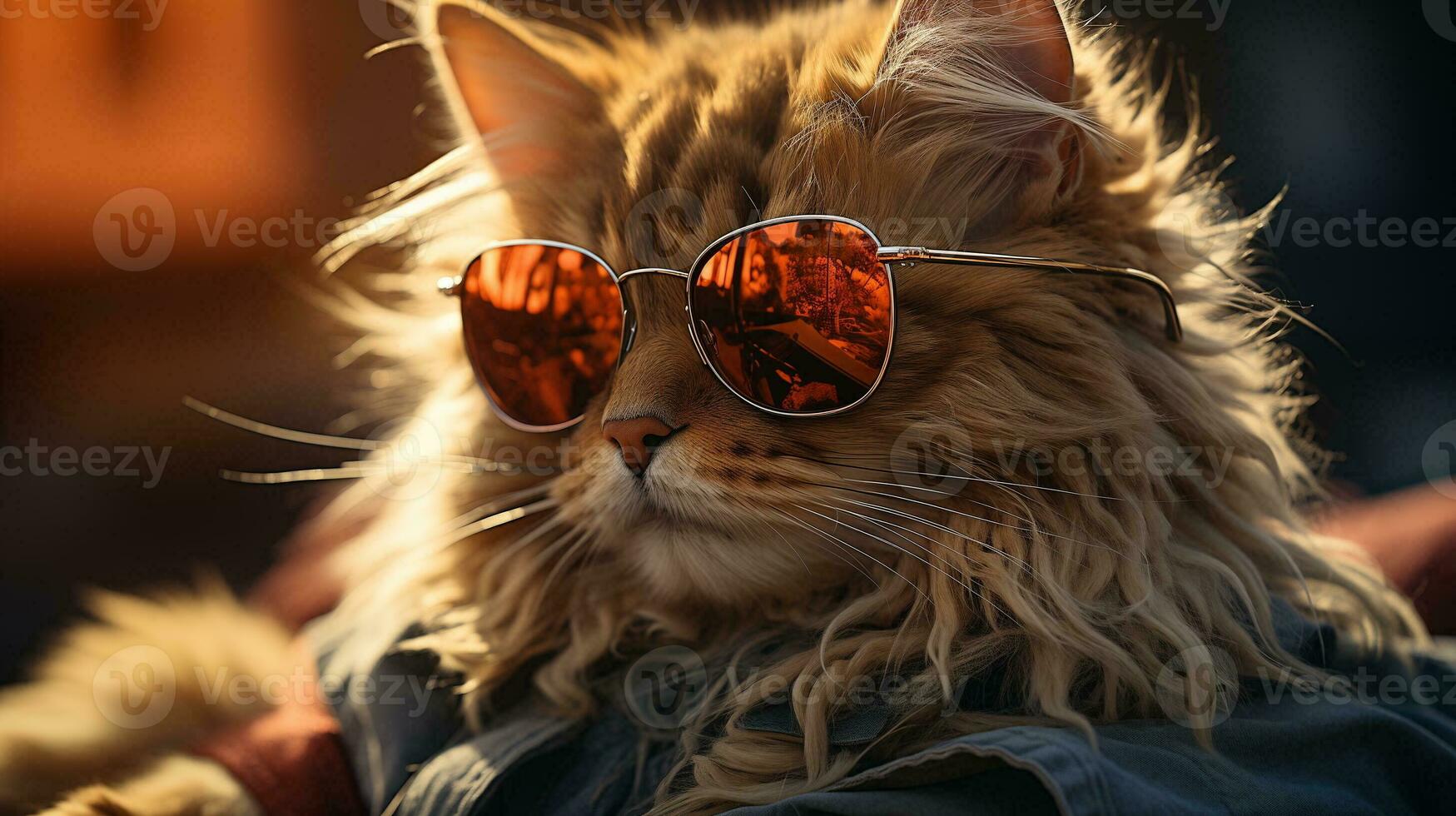 ai gerado legal rico bem sucedido gato com oculos de sol foto