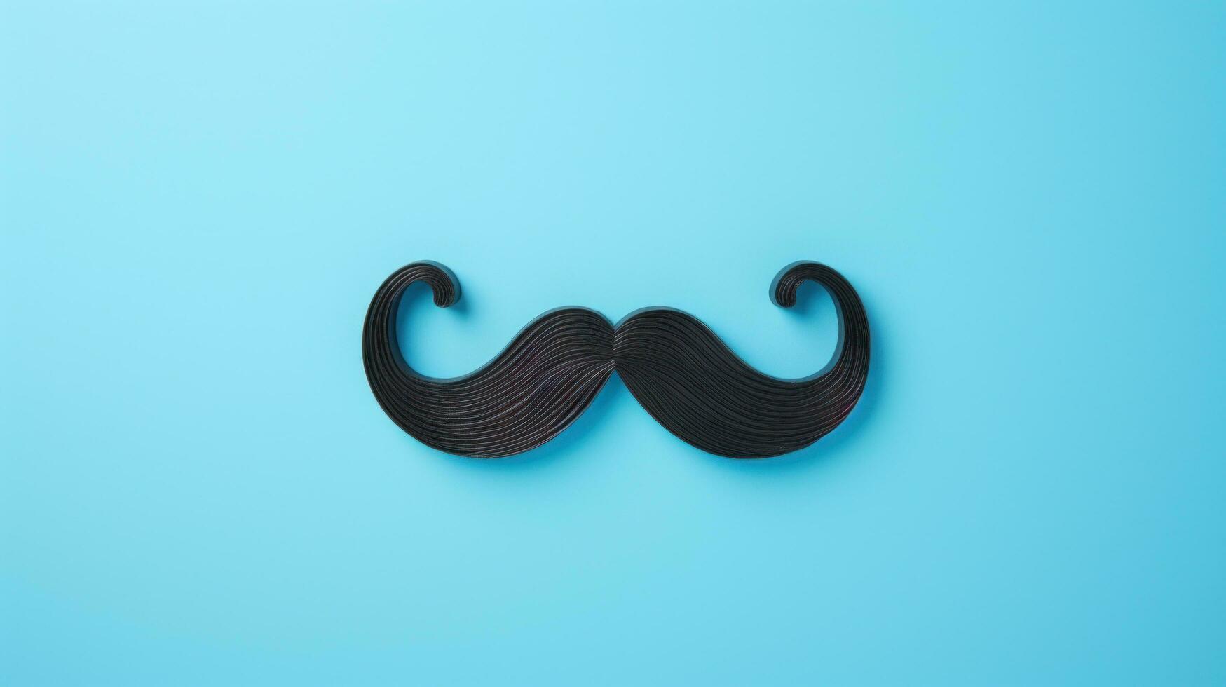 ai gerado Preto bigode grampo acima em azul fundo foto