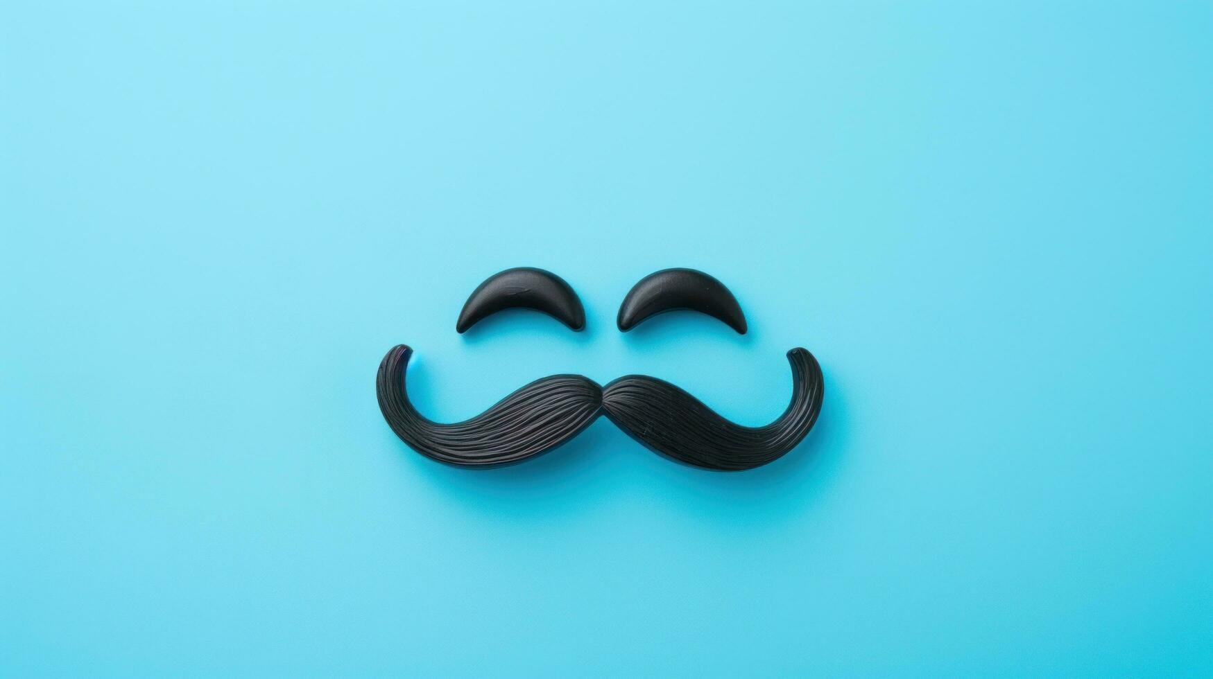 ai gerado Preto bigode grampo acima em azul fundo foto