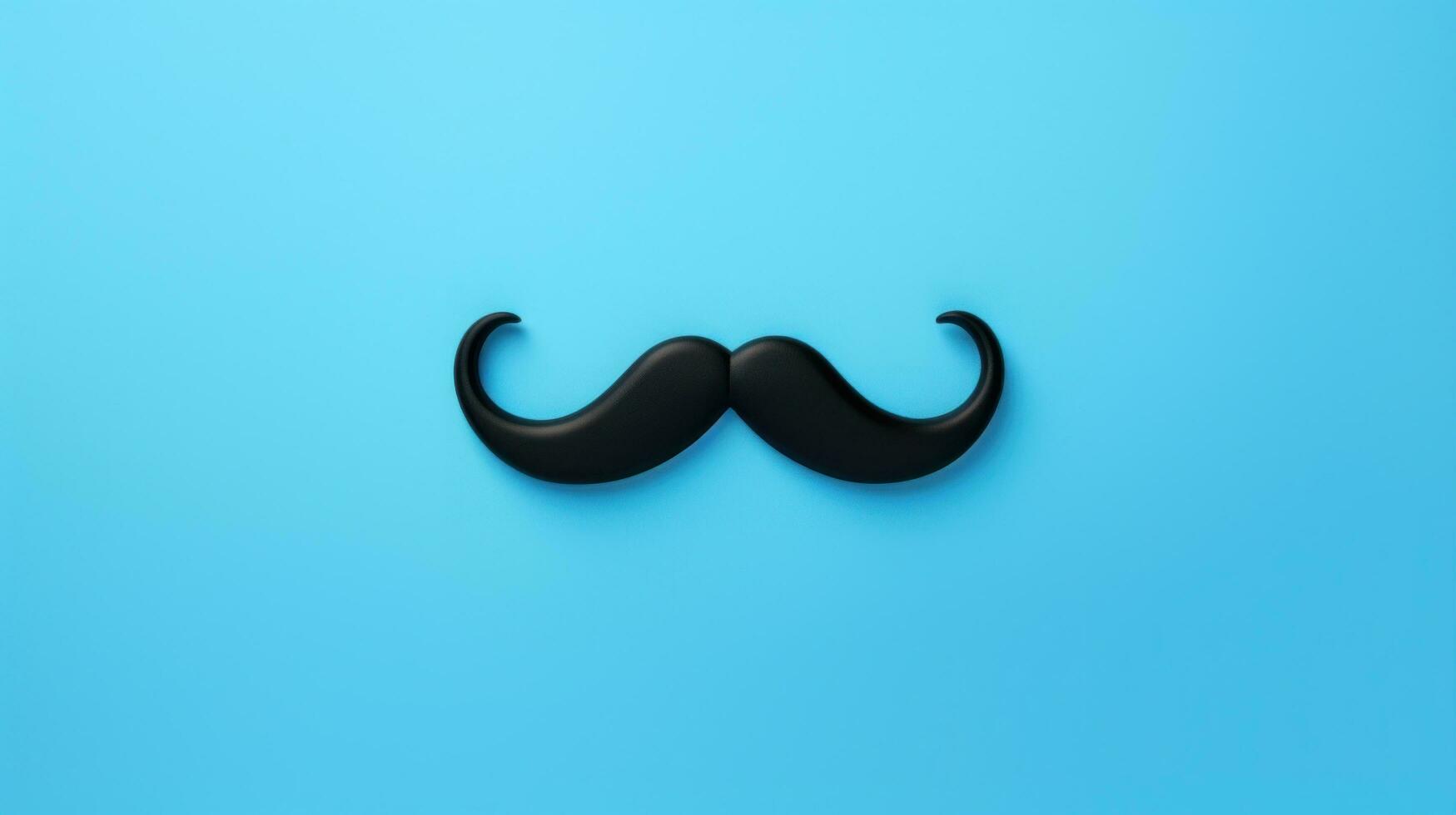 ai gerado Preto bigode grampo acima em azul fundo foto