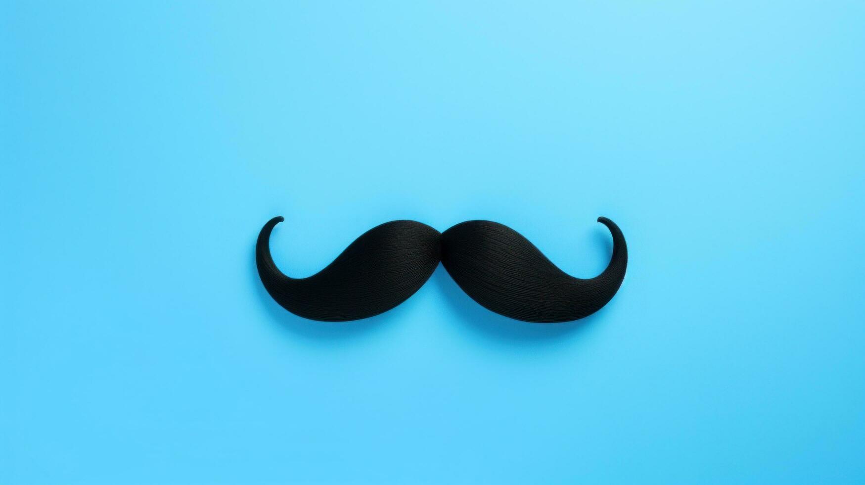 ai gerado Preto bigode grampo acima em azul fundo foto