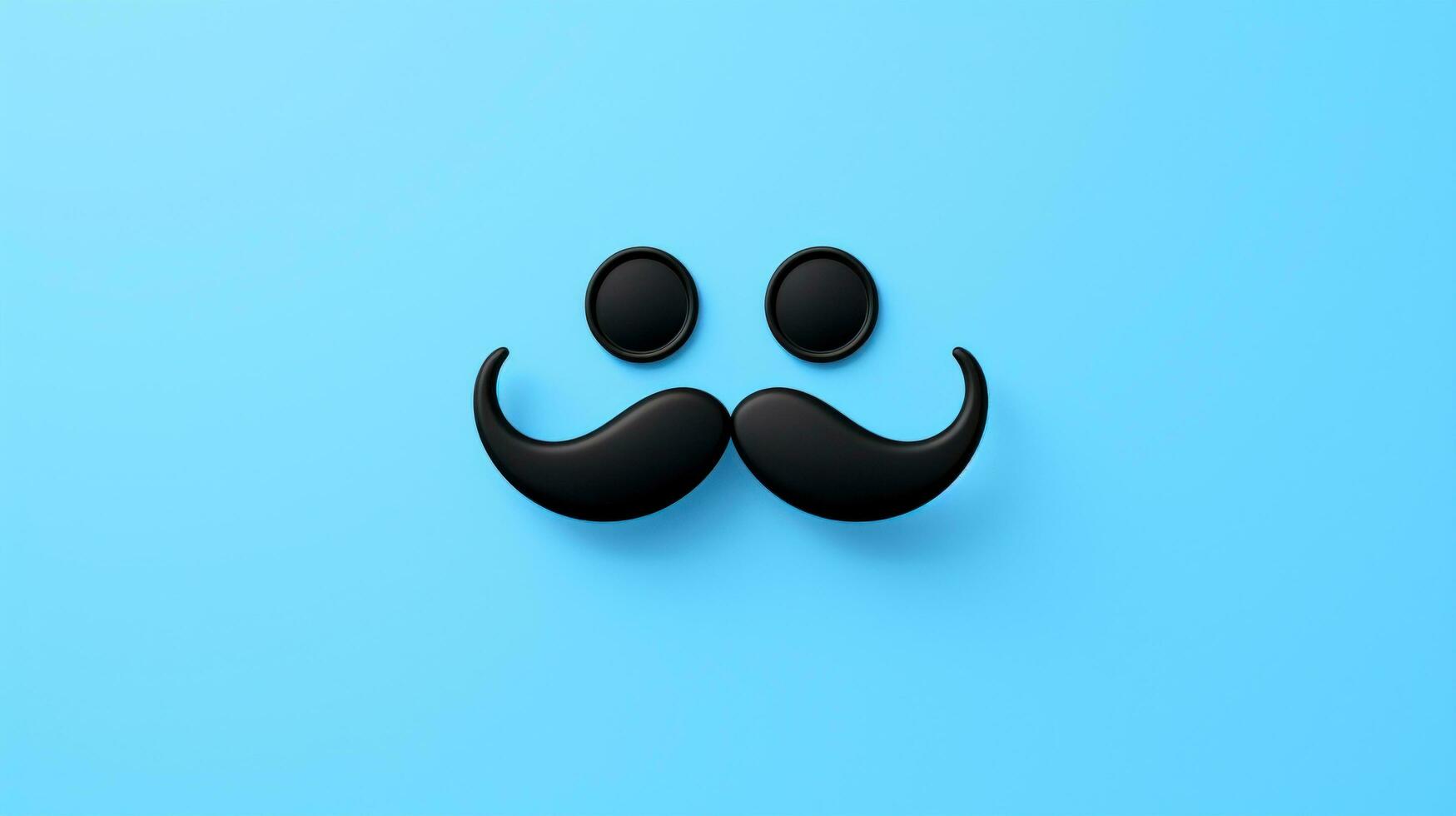 ai gerado Preto bigode grampo acima em azul fundo foto